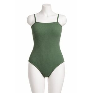 Kona Sol Olive Green Ribbed One-Piece Swimsuit Womens XL(16) NEW NWT MSRP $40